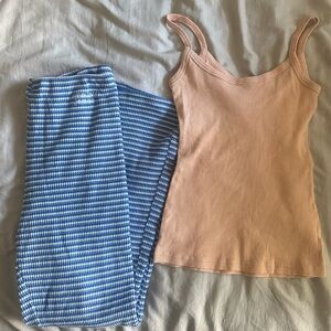 Araminta James Women's Blue Striped Pants and Tank Set Small